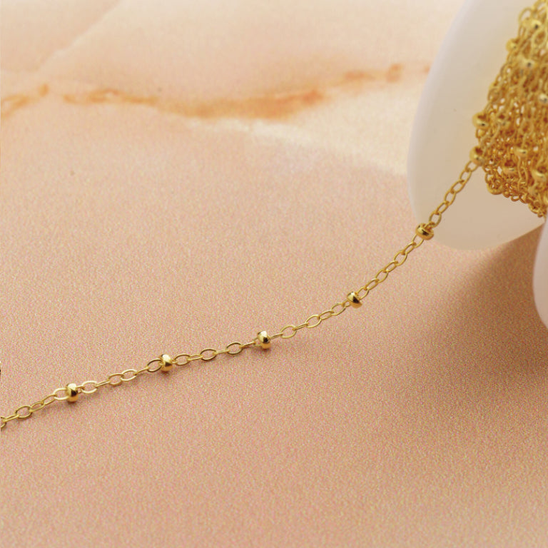 14ct Yellow Gold-Filled Anklet Cable Chain with Flat Oval 2mm Bead 27cm long