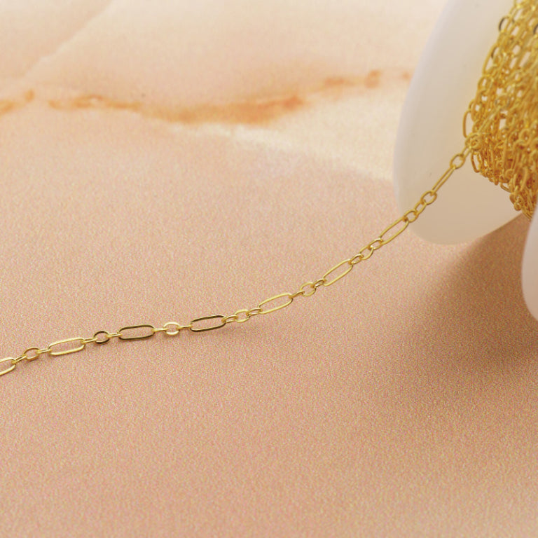 14ct Yellow Gold-Filled Fancy Figaro Chain Bracelet 21cm