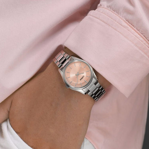 Lorus Ladies Stainless Steel Pink Dial Quartz Bracelet Watch RG249XX9