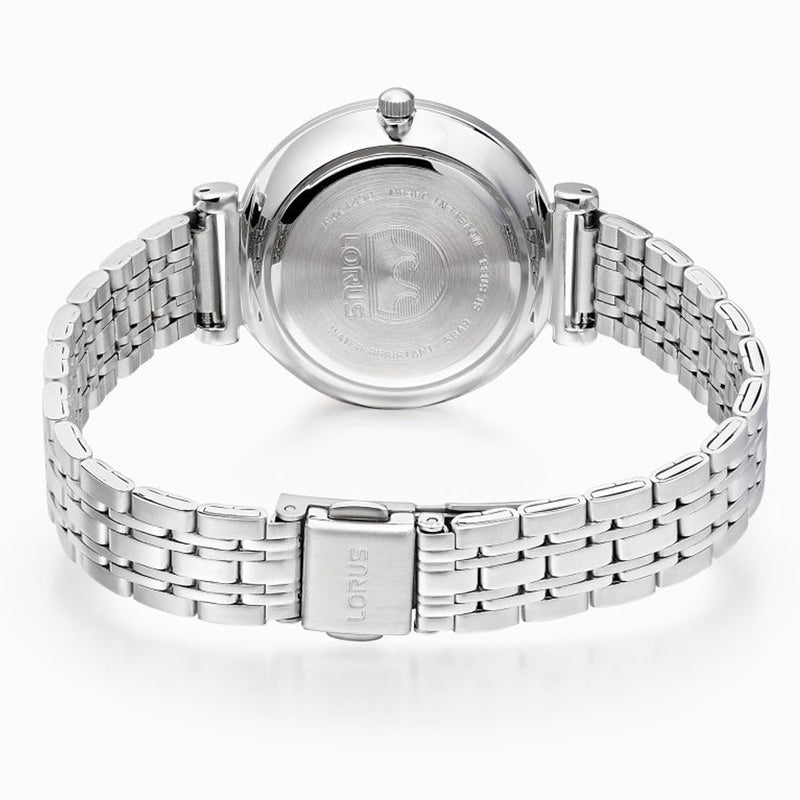 Lorus Ladies Black Stone Set Dial Stainless Steel Bracelet Watch RG255XX9