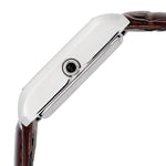 Lorus Ladies Rectangle Silver Dial Brown Strap Watch RG289VX9