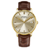 Rotary Gents Gold Tone 1895 Brown Strap Quartz Watch RGS10013/03