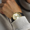 Lorus Gents Gold Black Strap Quartz Watch RH976QX9