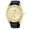 Lorus Gents Gold Black Strap Quartz Watch RH976QX9