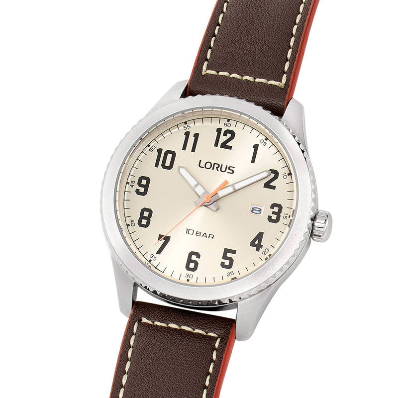 Lorus Gents Burnt Orange Strap Quartz Sports Watch RH987RX9