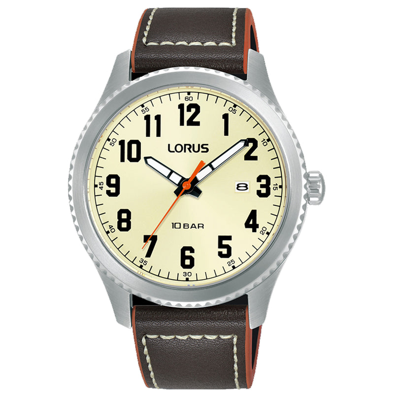 Lorus Gents Burnt Orange Strap Quartz Sports Watch RH987RX9