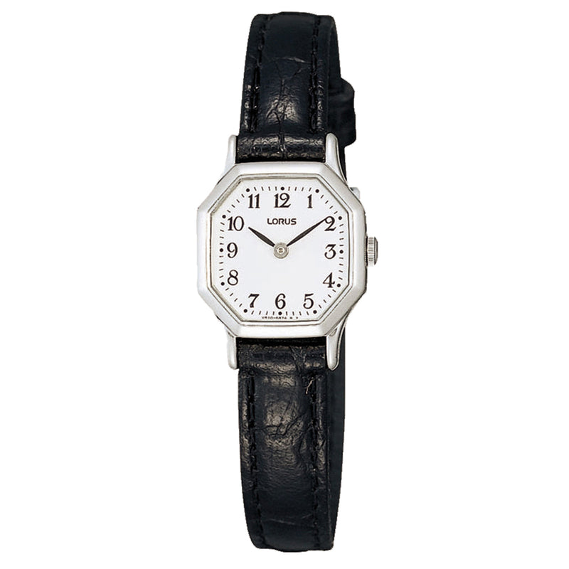 Lorus Ladies Octagonal Black Strap Quartz Watch RJ471BX9