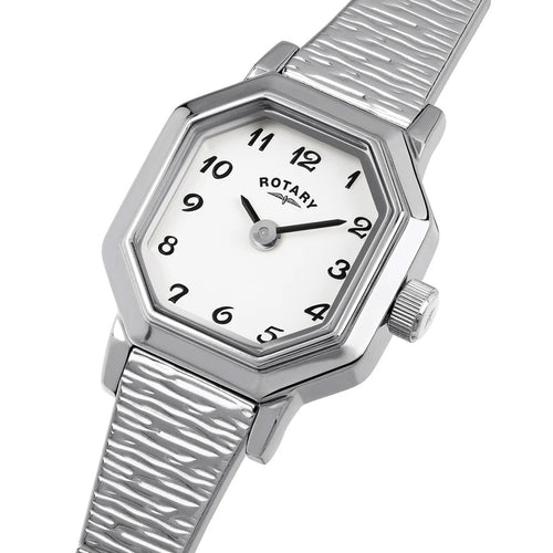 Rotary Ladies Silver Tone Heritage Altera Octagonal Shaped Watch RLB10031/01
