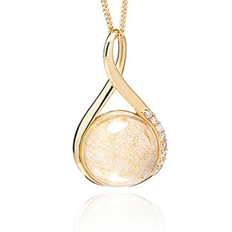 Clogau 9ct Yellow Gold Venus Quartz & Diamond Pendant & Chain