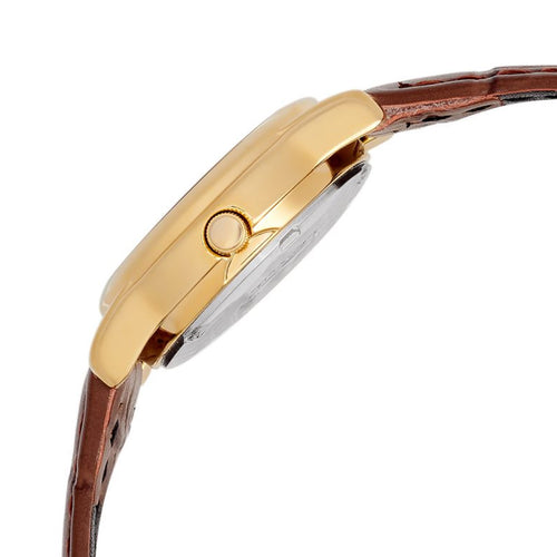 Lorus Ladies Gold White Dial Brown Strap Quartz Watch RRX36HX9