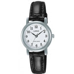 Lorus Ladies White Dial Black Leather Strap Quartz Watch RRX97GX9