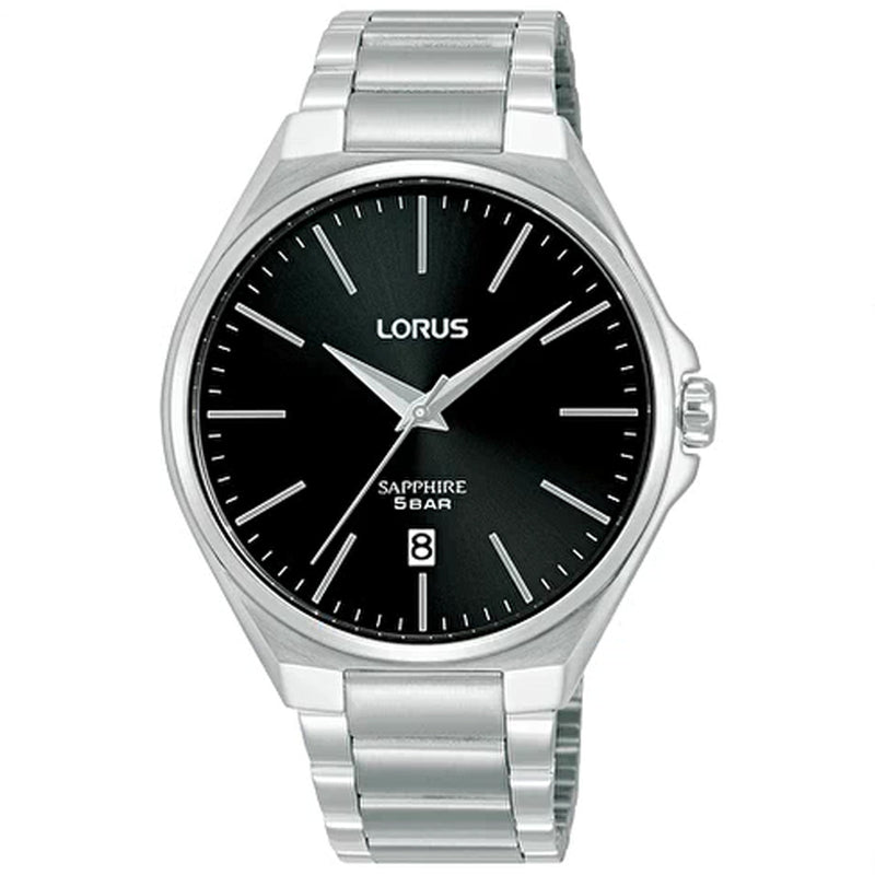 Lorus Gents Black Dial Sapphire Quartz Watch RS945DX9