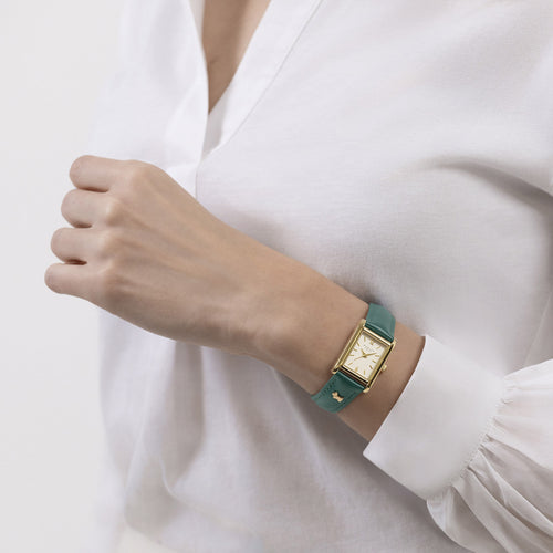 Radley Ladies Hanley Close Rectangle Green Leather Strap Watch RY21722