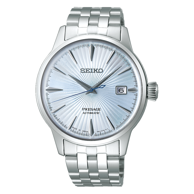 Seiko Gents Presage Cocktail Time Light Blue Dial Automatic Bracelet Watch SRPE19J1