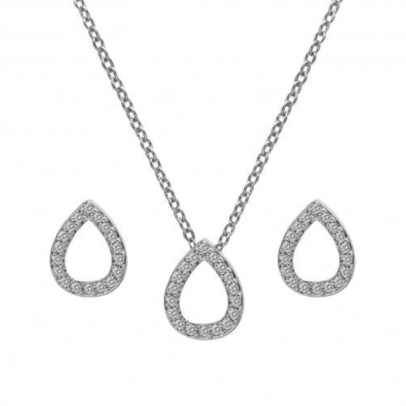 Hot Diamonds Silver Diamond Teardrop Stud Earrings & Pendant Set SS137