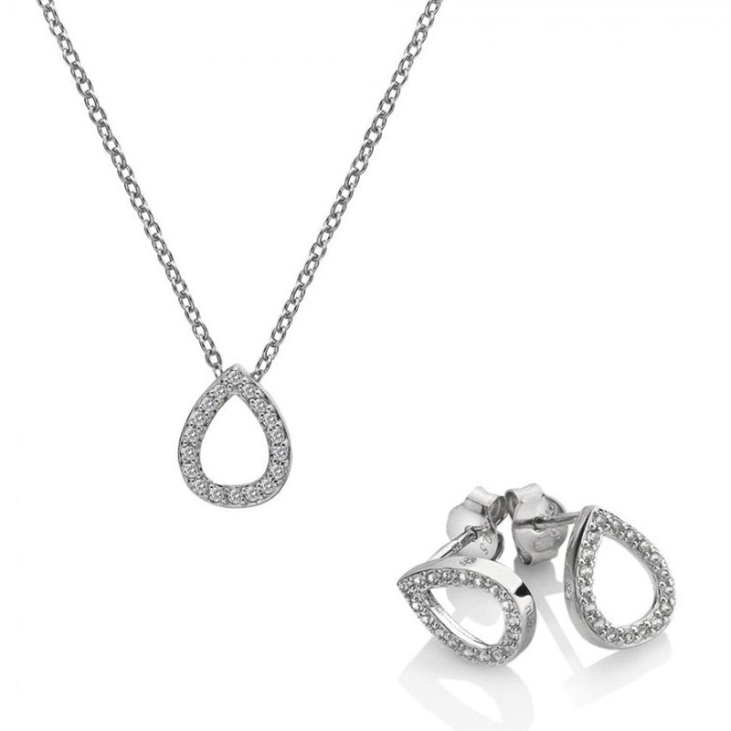 Hot Diamonds Silver Diamond Teardrop Stud Earrings & Pendant Set SS137