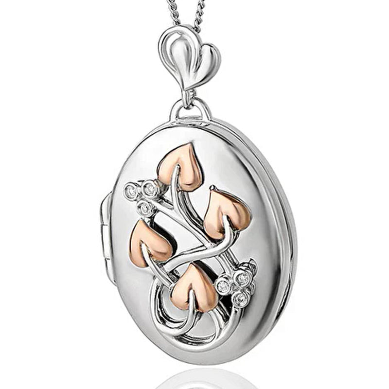 Clogau Silver Tree Of Life Oval Diamond Locket & Chain