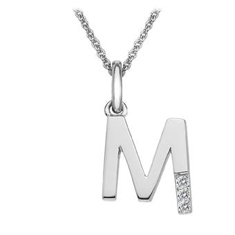 Hot Diamonds Sterling Silver Micro Initial M & Chain DP413