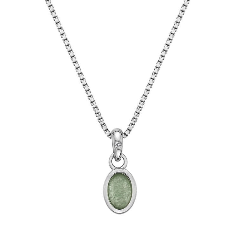 Hot Diamonds Silver Green Aventurine Birthstone Pendant DP756 - March