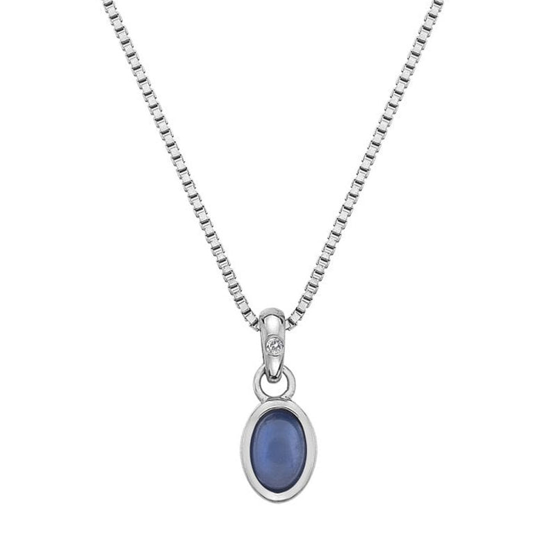 Hot Diamonds Silver Blue Agate September Birthstone Pendant & Chain DP762