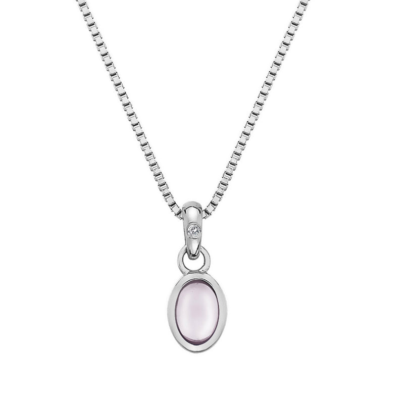 Hot Diamonds Silver & Rose Quartz Birthstone Pendant DP763 - October