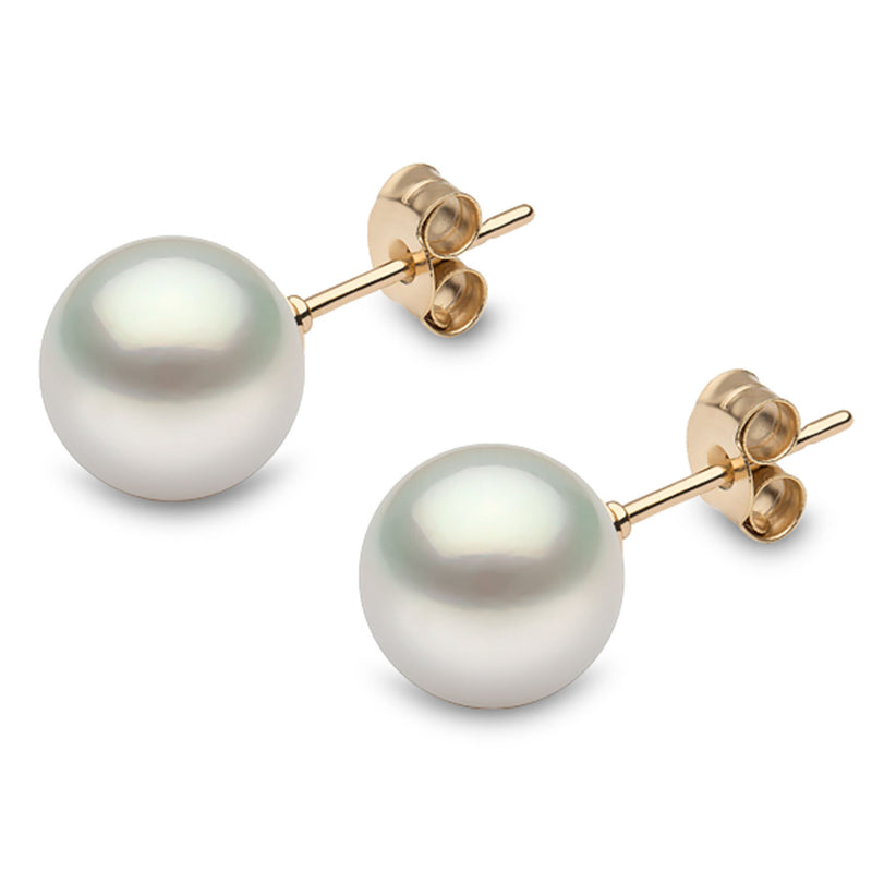 9ct Yellow Gold 8-8.5mm Akoya Cultured Pearl Stud Earrings