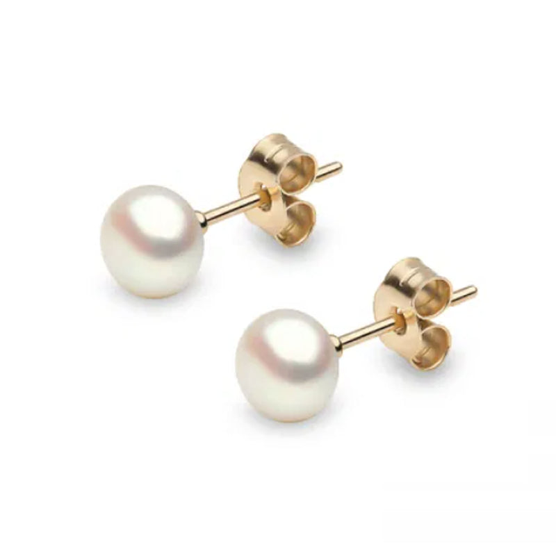 9ct Yellow Gold 5-5.5mm Cultured Freshwater White Pearl Stud Earrings
