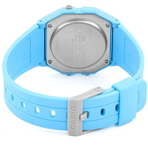 Casio Unisex Classic Alarm Chronograph Cool Blue Digital Watch F-91WC-2AEF