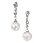 A White Gold With Fresh Water Pearl And Diamonds Drop Earrings Part Of The Norwich Jewellers Hemstocks Range